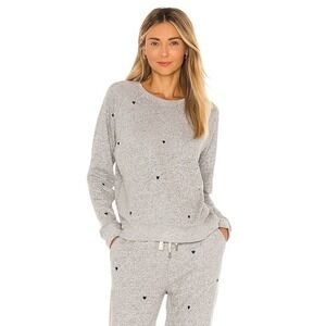 Rails Womens Callahan Sweatshirt Large Grey Black Heart Print Cozy Knit Luxury